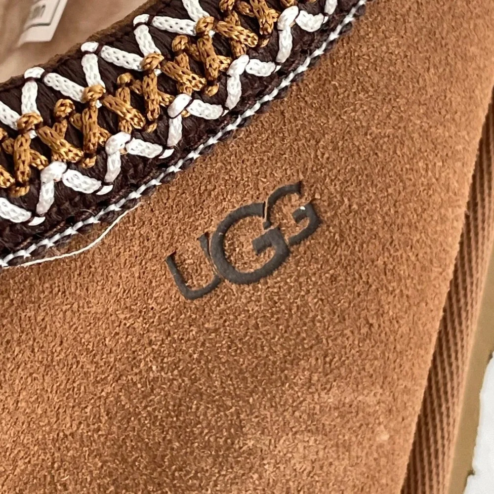 UGG Tasman Slippers Womens 8 Chestnut Sheepskin Slip-On Cozy Comfy Like New - Picture 2 of 10